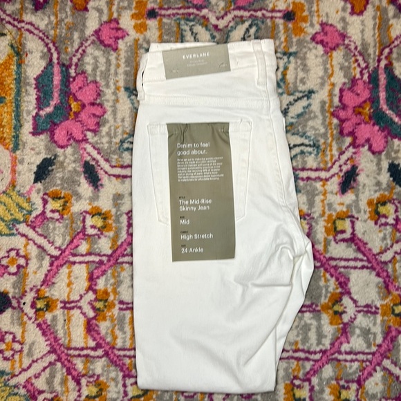 Everlane The Mid-Rise Skinny Jean Ankle Size 24 NWT White Denim - Picture 2 of 14